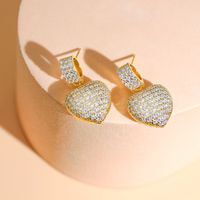 1 Pair Elegant Lady Modern Style Heart Shape Inlay Copper Zircon Drop Earrings main image 5