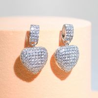 1 Par Elegante Señora Estilo Moderno Forma De Corazón Embutido Cobre Circón Pendientes De Gota main image 7