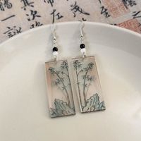1 Pair Simple Style Classic Style Color Block Printing Arylic Drop Earrings sku image 3