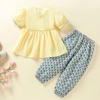 Simple Style Ditsy Floral Cotton Blend Girls Clothing Sets main image 2