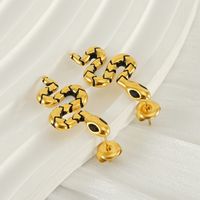 1 Pair IG Style Simple Style Snake Inlay 304 Stainless Steel Zircon 18K Gold Plated Ear Studs main image 6