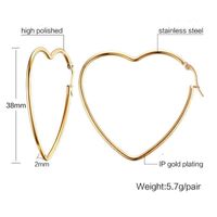 Simple Style Heart Shape Titanium Steel Gold Plated Hoop Earrings 1 Pair sku image 6