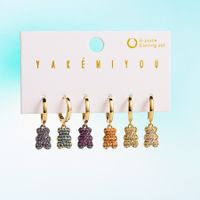 Yakemiyou Sweet Dinosaur Bear Copper 14k Gold Plated Zircon Earrings In Bulk sku image 2