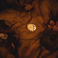 201 Stainless Steel 304 Stainless Steel Gold Plated Hip-Hop Retro Plating Sun Moon Pendant Necklace main image 3