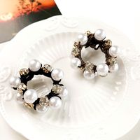 Women's Simple Style Classic Style Color Block Cloth Inlay Rhinestones Pearl Hair Tie main image 2