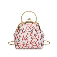Women's Medium Pu Leather Gauze Solid Color Elegant Classic Style Sequins Shell Clasp Frame Dome Bag sku image 4