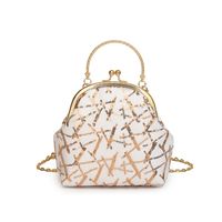 Women's Medium Pu Leather Gauze Solid Color Elegant Classic Style Sequins Shell Clasp Frame Dome Bag sku image 2