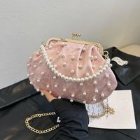 Femmes Moyen Spécial Couleur Unie Élégant Style Classique Perles Fermoir Cadre Sac Dôme main image 6