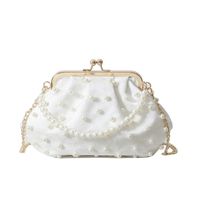 Women's Medium Special Solid Color Elegant Classic Style Pearls Clasp Frame Dome Bag sku image 2