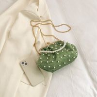 Women's Medium Special Solid Color Elegant Classic Style Pearls Clasp Frame Dome Bag main image 5