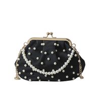 Women's Medium Special Solid Color Elegant Classic Style Pearls Clasp Frame Dome Bag sku image 1