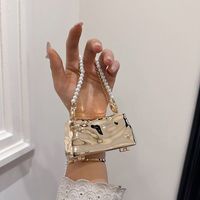 Women's Mini Metal Solid Color Vintage Style Streetwear Beading Lock Clasp Crossbody Bag sku image 1