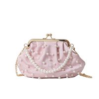 Women's Medium Special Solid Color Elegant Classic Style Pearls Clasp Frame Dome Bag sku image 3