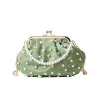 Women's Medium Special Solid Color Elegant Classic Style Pearls Clasp Frame Dome Bag sku image 4