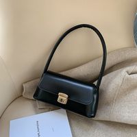 Women's Medium Pu Leather Solid Color Vintage Style Classic Style Lock Clasp Handbag sku image 2