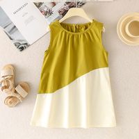 Children'S Day New Year Princess Cute Color Block Cotton Blend Girls Dresses sku image 1