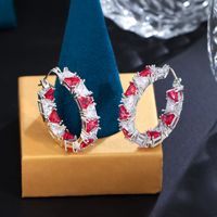 1 Pair Lady Sweet Classic Style C Shape Plating Inlay Copper Zircon Earrings main image 5