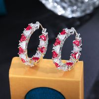 1 Pair Lady Sweet Classic Style C Shape Plating Inlay Copper Zircon Earrings main image 3