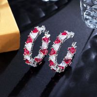 1 Pair Lady Sweet Classic Style C Shape Plating Inlay Copper Zircon Earrings main image 6