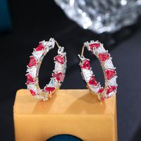 1 Pair Lady Sweet Classic Style C Shape Plating Inlay Copper Zircon Earrings main image 4