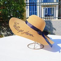 Women's Casual Simple Style Letter Daisy Embroidery Wide Eaves Straw Hat sku image 3