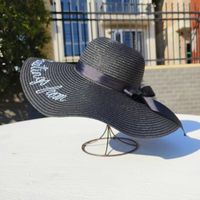 Women's Casual Simple Style Letter Daisy Embroidery Wide Eaves Straw Hat main image 3