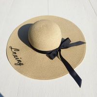 Women's Casual Simple Style Letter Daisy Embroidery Wide Eaves Straw Hat sku image 4