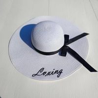 Women's Casual Simple Style Letter Daisy Embroidery Wide Eaves Straw Hat sku image 8
