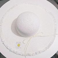 Women's Casual Simple Style Letter Daisy Embroidery Wide Eaves Straw Hat sku image 10