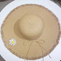 Women's Casual Simple Style Letter Daisy Embroidery Wide Eaves Straw Hat sku image 11