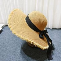 Women's Elegant Simple Style Solid Color Bow Knot Wide Eaves Straw Hat main image 4