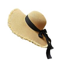 Women's Elegant Simple Style Solid Color Bow Knot Wide Eaves Straw Hat main image 2