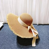 Women's Elegant Simple Style Solid Color Bow Knot Wide Eaves Straw Hat sku image 3