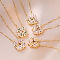 Titanium Steel Basic Lady Modern Style Inlay Four Leaf Clover Flower Zircon Pendant Necklace main image 1