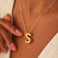 316L Stainless Steel  18K Gold Plated Simple Style Plating Letter Pendant Necklace main image 1