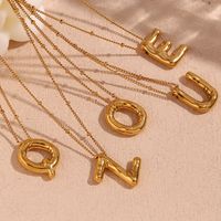 316L Stainless Steel  18K Gold Plated Simple Style Plating Letter Pendant Necklace main image 5