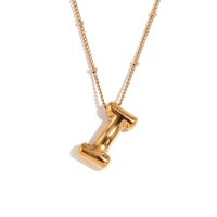 316L Stainless Steel  18K Gold Plated Simple Style Plating Letter Pendant Necklace sku image 9