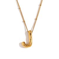 316L Stainless Steel  18K Gold Plated Simple Style Plating Letter Pendant Necklace sku image 10
