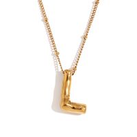 316L Stainless Steel  18K Gold Plated Simple Style Plating Letter Pendant Necklace sku image 12