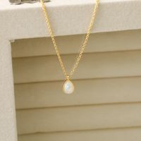 Copper 18K Gold Plated Simple Style Classic Style Plating Inlay Water Droplets Glass Pendant Necklace main image 3