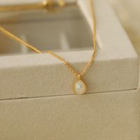 Copper 18K Gold Plated Simple Style Classic Style Plating Inlay Water Droplets Glass Pendant Necklace main image 5
