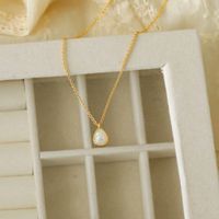Copper 18K Gold Plated Simple Style Classic Style Plating Inlay Water Droplets Glass Pendant Necklace main image 6