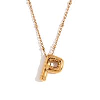 316L Stainless Steel  18K Gold Plated Simple Style Plating Letter Pendant Necklace sku image 15