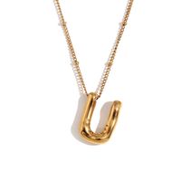 316L Stainless Steel  18K Gold Plated Simple Style Plating Letter Pendant Necklace sku image 20