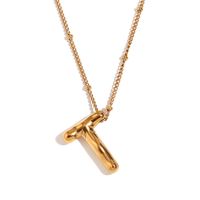 316L Stainless Steel  18K Gold Plated Simple Style Plating Letter Pendant Necklace sku image 19