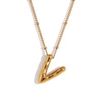 316L Stainless Steel  18K Gold Plated Simple Style Plating Letter Pendant Necklace sku image 21