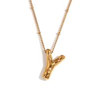 316L Stainless Steel  18K Gold Plated Simple Style Plating Letter Pendant Necklace sku image 24