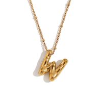 316L Stainless Steel  18K Gold Plated Simple Style Plating Letter Pendant Necklace sku image 22