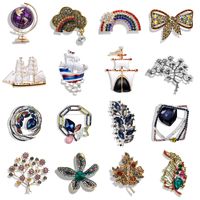 IG Style Shiny Clouds Leaves Flower Alloy Inlay Rhinestones Pearl Unisex Brooches main image 1