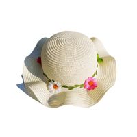 Girl'S Sweet Simple Style Flower Jacquard Straw Hat main image 5